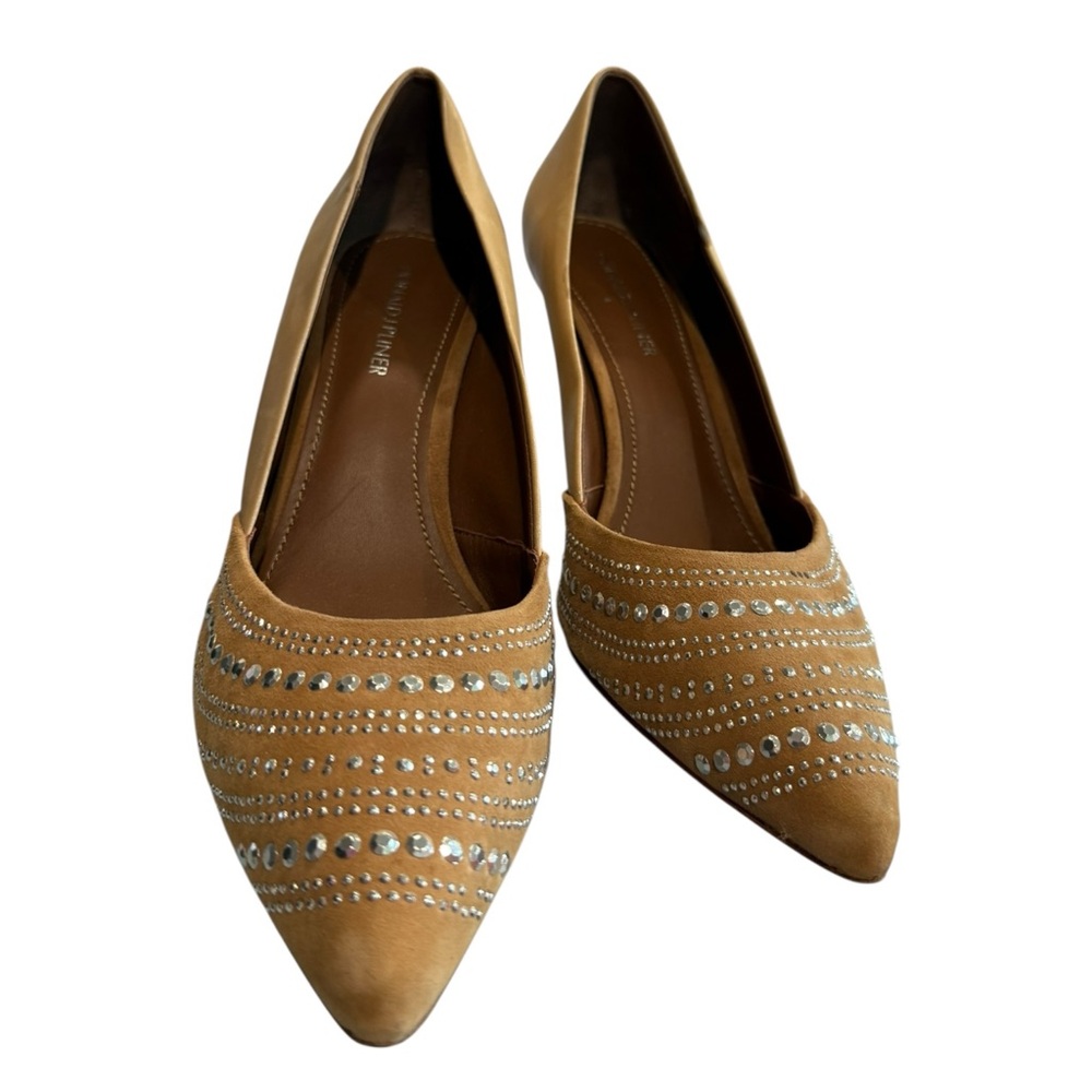 Donald J Pliner Tan Suede Studded Heels – Size 9.5M